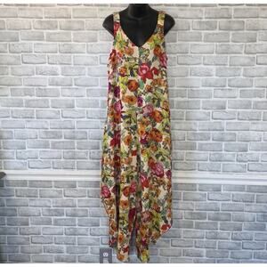 Ivy Street Vibrant Floral Jumper Romper Extra Wide Leg Beach Resort Dopamine S